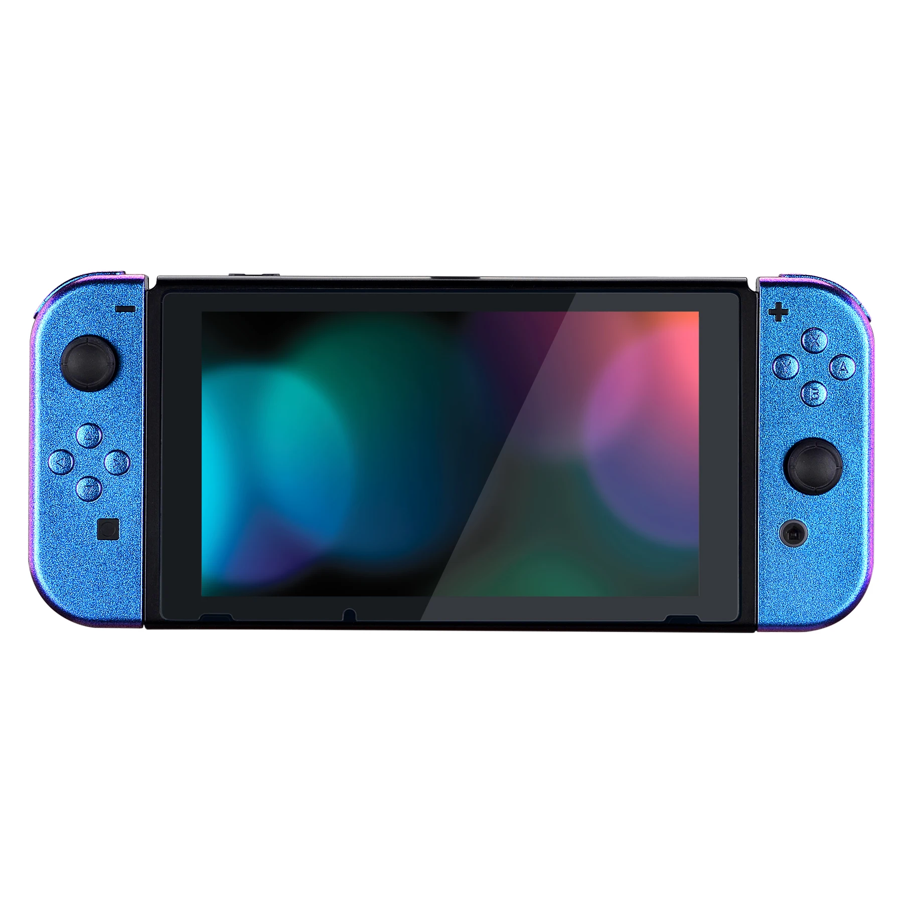 eXtremeRate Chameleon Purple Blue Controller Housing Shell Case With Full Set Buttons for Nintendo Switch JoyCon & OLED JoyCon