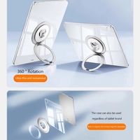 360 ° Rotation Metal Strong Magnetic Suction Rotating Folding Ring Phone Holder Universal Tablet Desktop Stand Blue-TCES