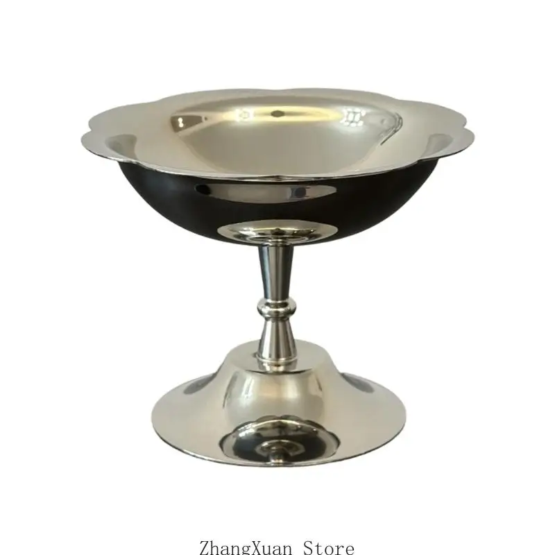 Stainless Steel Ice Cream Cup Sundae Bowl with High Footed Dishwasher Safe Dessert Goblet Cup for Yogurt Puddings Salad 3XUF