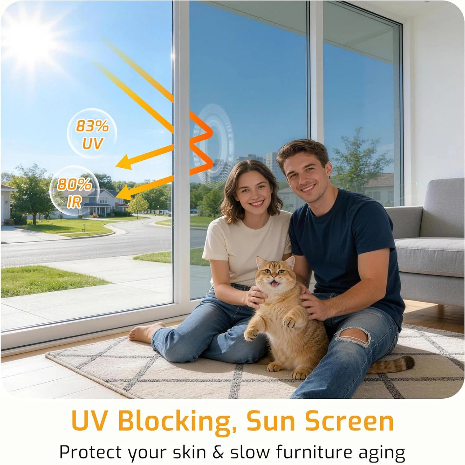 10m Double Silver One Way Privacy Window Film, Self-Adhesive Tint, UV & Heat Blocking ,See Out Not In Cover for Home Office Car