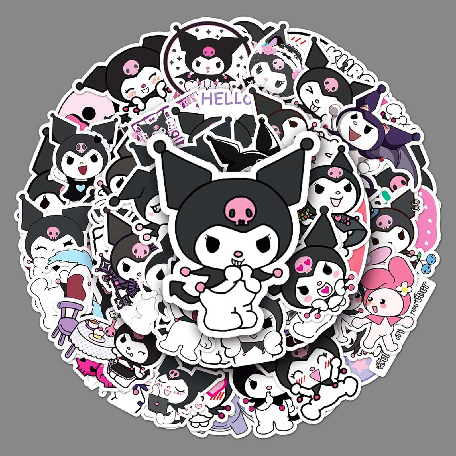 

50 шт. Мультяшные аниме Sanrio Kuromi детские наклейки граффити Гука холодильник мобильный компьютер стакан для воды наклейки милая девушка