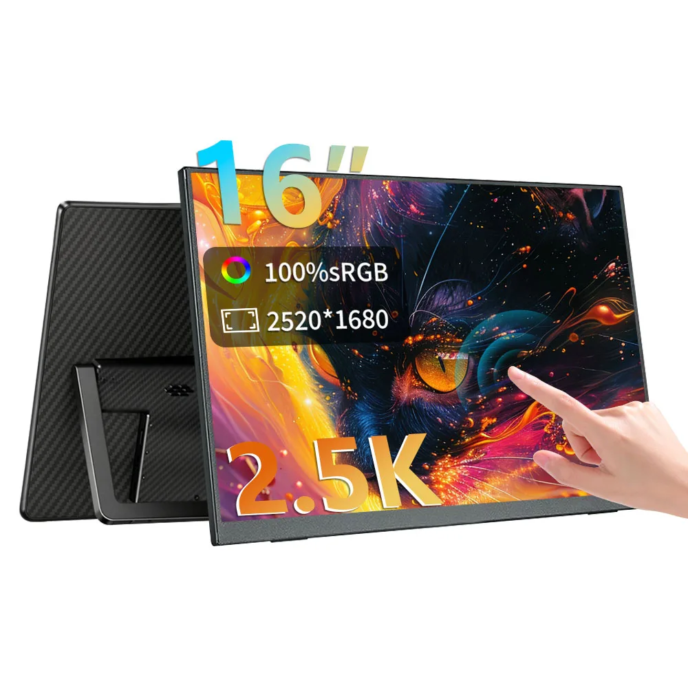 16Inch Portable monitor 2.5K Touchscreen Display device 100%sRGB 400NIT IPS Used in Laptop Xbox PS4/5 Swicth
