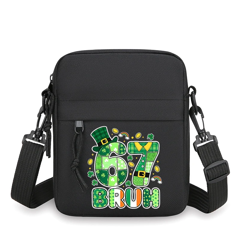 Men Women St. Patrick's Day Casual Oxford Shoulder Bag Vintage Clover Print Saint Patrick Small Crossbody Bag Festival Gifts