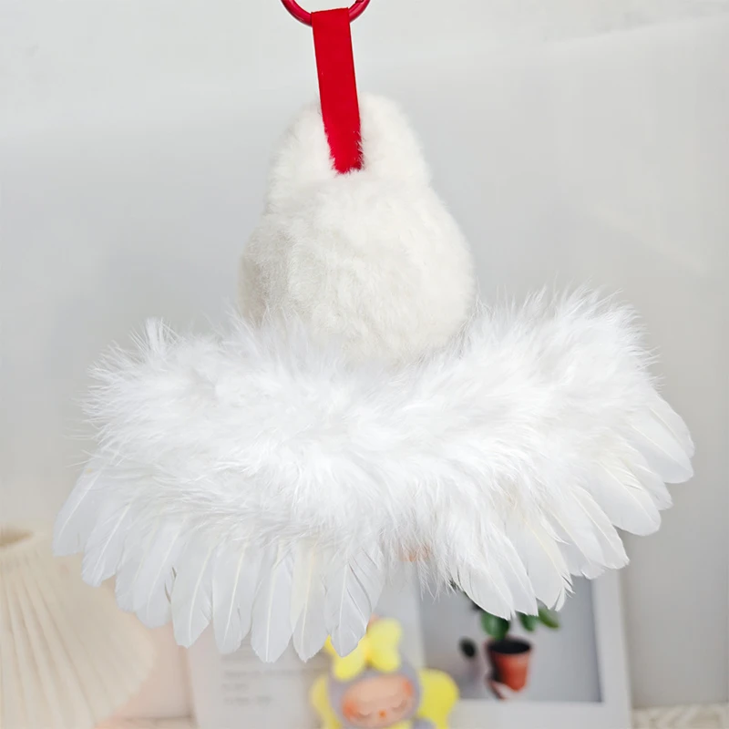 Per 15-17 cm Labubu V1/V2/V3 Blind Box Party Ali di piume d'angelo in bianco e nero Accessori Labubu