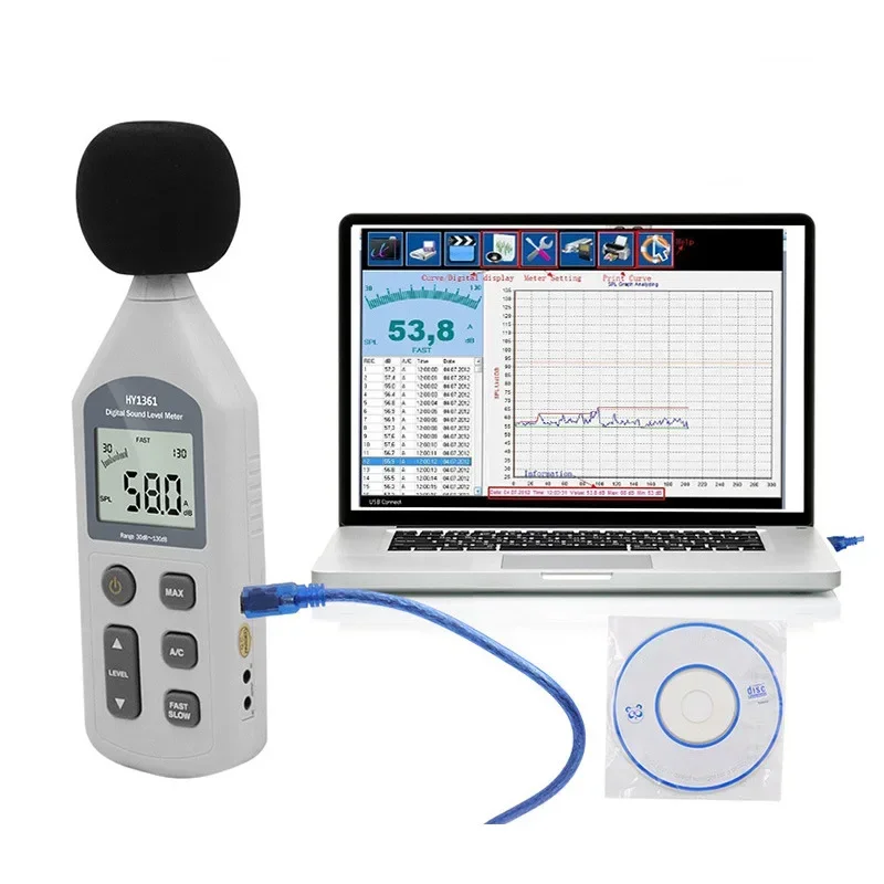 HY1361 Digital Noise Tester Sound Level Meter USB Computer Connection High Accuracy