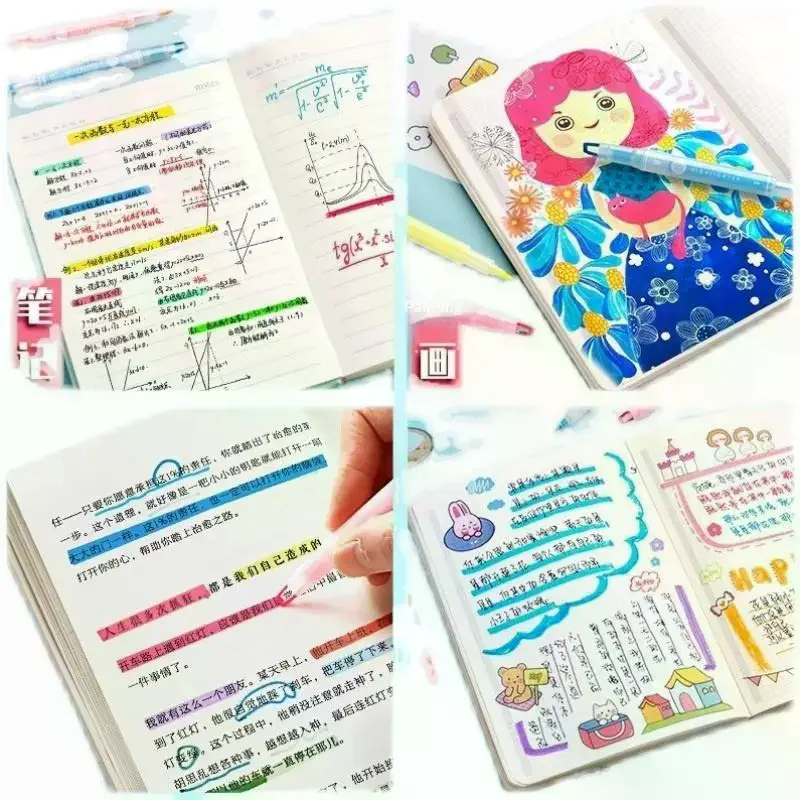 

5Pcs Clear View Double-Ended Highlighter Pens, Soft Light Colors Precise Markers for Students & Office