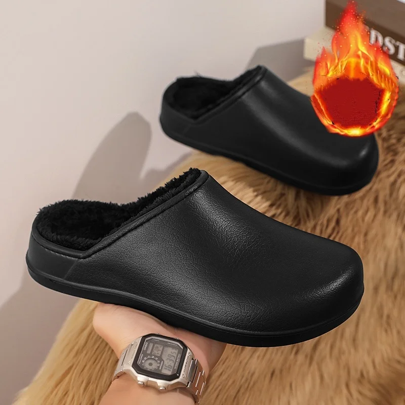 

Fleece-Lined, Thickened, Warm, Indoor and Outdoor, Cold-Proof, Non-Slip, Chef's Closed-Toe Cotton Shoes