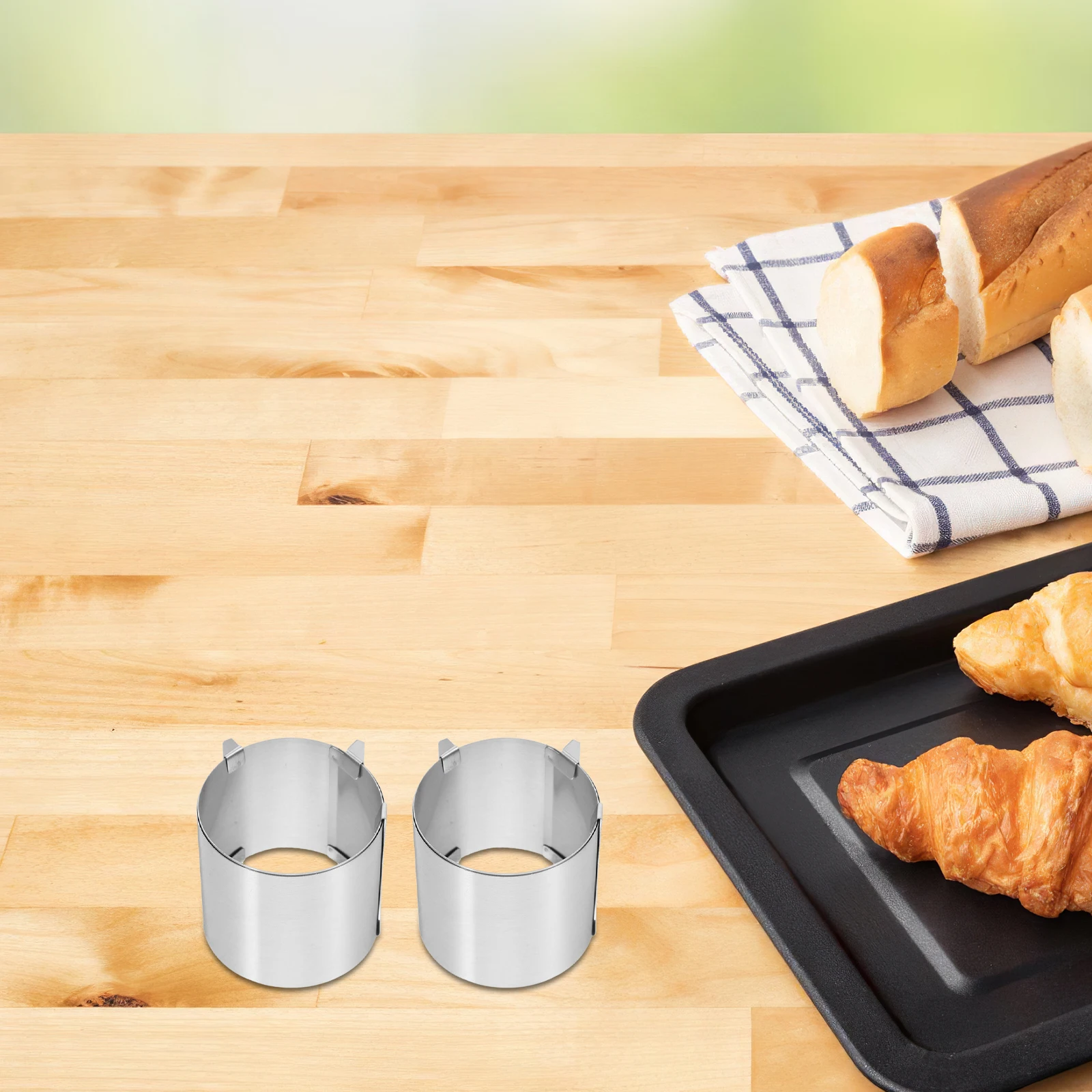 

2Pcs 6-10Cm Stainless Steel Pastry Dough Cutter Round Mousse Ring for Cake Biscuit Chocolate Mold Non-Stick Easy to Clean