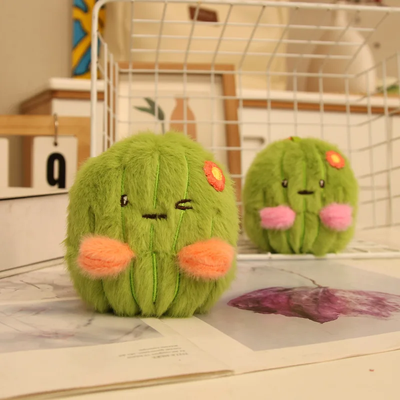 1/10pcs 11cm Adorable Realistic Fairy Ball Bag Accessory Plush Toy Stuffed Greens Cactus Keychain Doll for Girl's Decoration