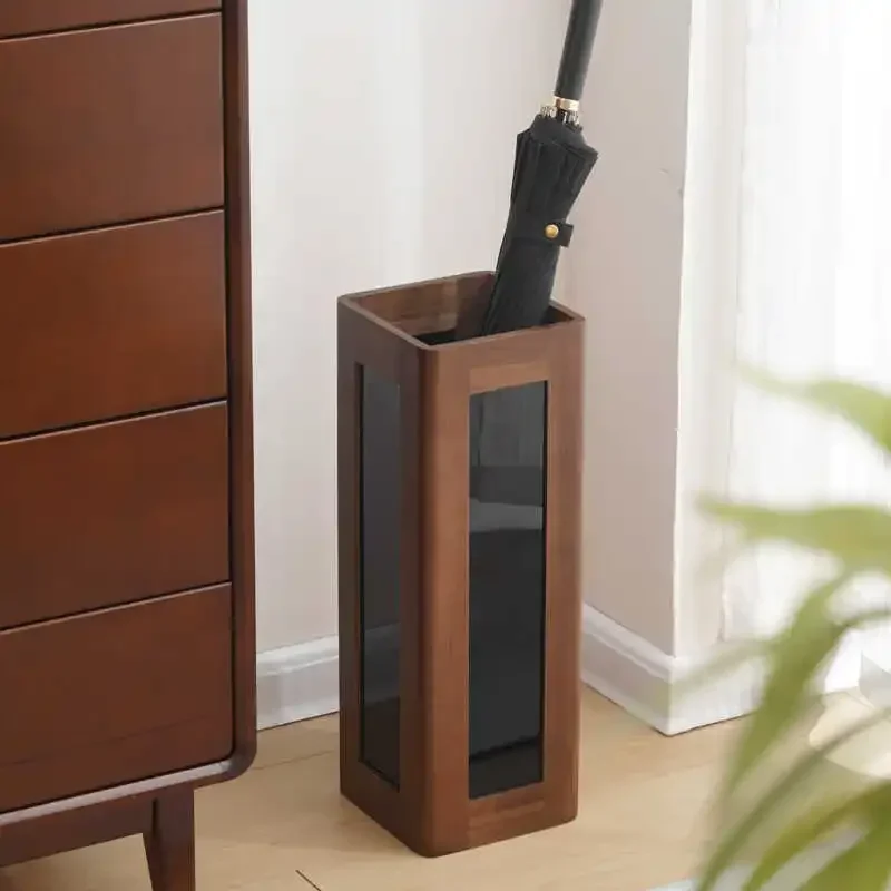 Wood Umbrella Holder Umbrella Stand with Removable Drip Tray Modern Umbrellas Storage Boxes Room Space Saving Umbrellas Rack