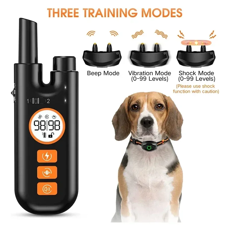 New Electric Shock Pet Bark Stop Collar, Dog No Barking Auto Training Collar Beep Vibration Shock IPX7 Waterproof for Dogs