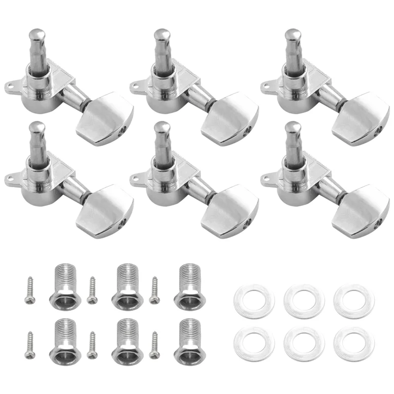 

HOES-60 Pieces Silver Acoustic Guitar Machine Heads Knobs Guitar String Tuning Peg Tuner(30 For Left + 30 For Right)