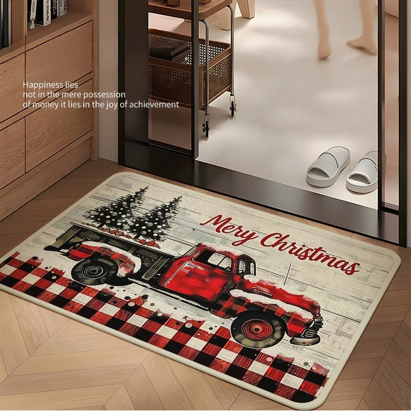 Christmas Decorative Doormat for The Entrance Dirt-resistant Easy To Clean and Wear-resistant Bathroom Water-Absorbing Floor Mat