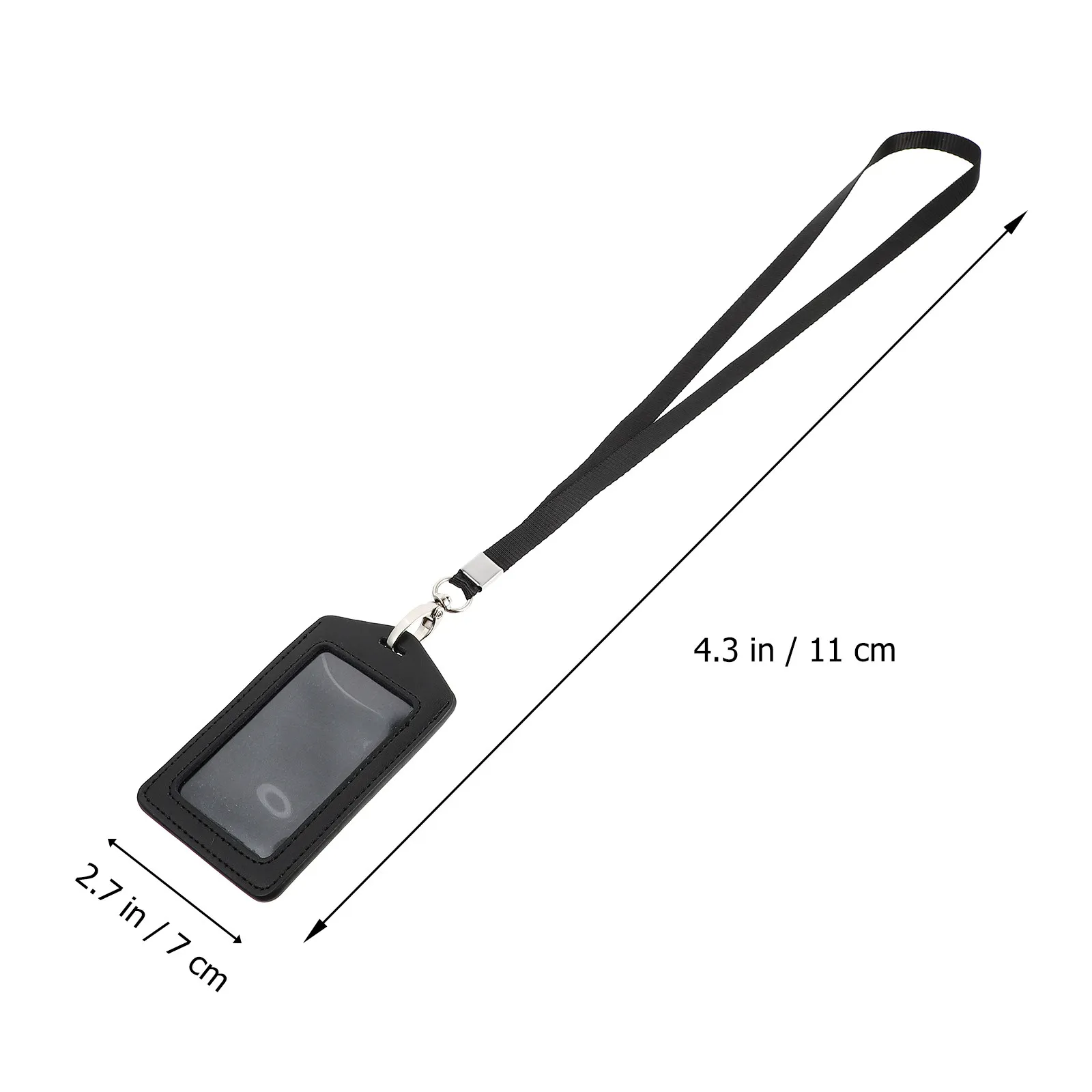 1Pcs Business Card Holder Black PU Waterproof Id Badge Holder Removable Lanyard Pass Case for Employees Pass Pouch