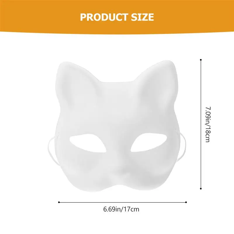 6Pcs  DIY Blank Masks Animal Masks Cat Face Mask Dress Up Costume Party Props White Paper Mask Kids Hand Painting Graffiti Masks