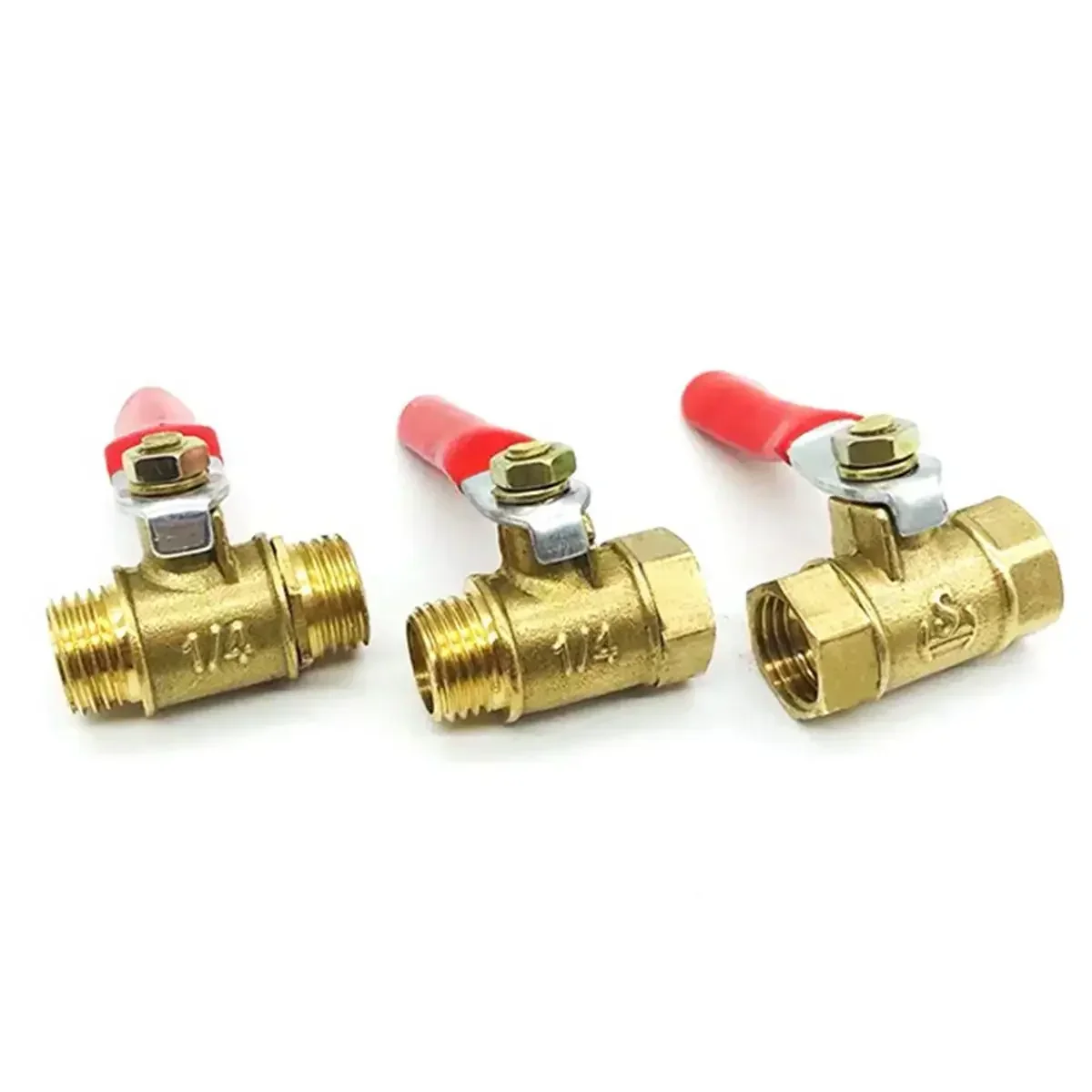 Equal Reduce 1/8" 1/4" 3/8" 1/2" BSPP Female-Female/Female-Male/Male-Male Brass Ball Valve With Red Handle