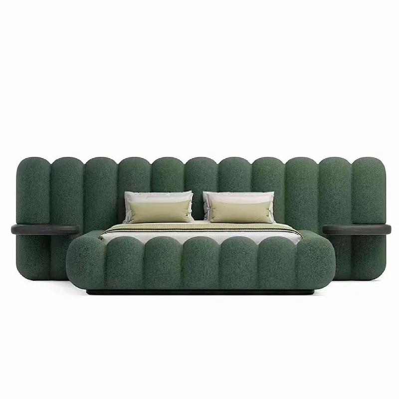 Italian fabric double bed villa large flat high PC and console game bedroom double bed designer widescreen piano keys