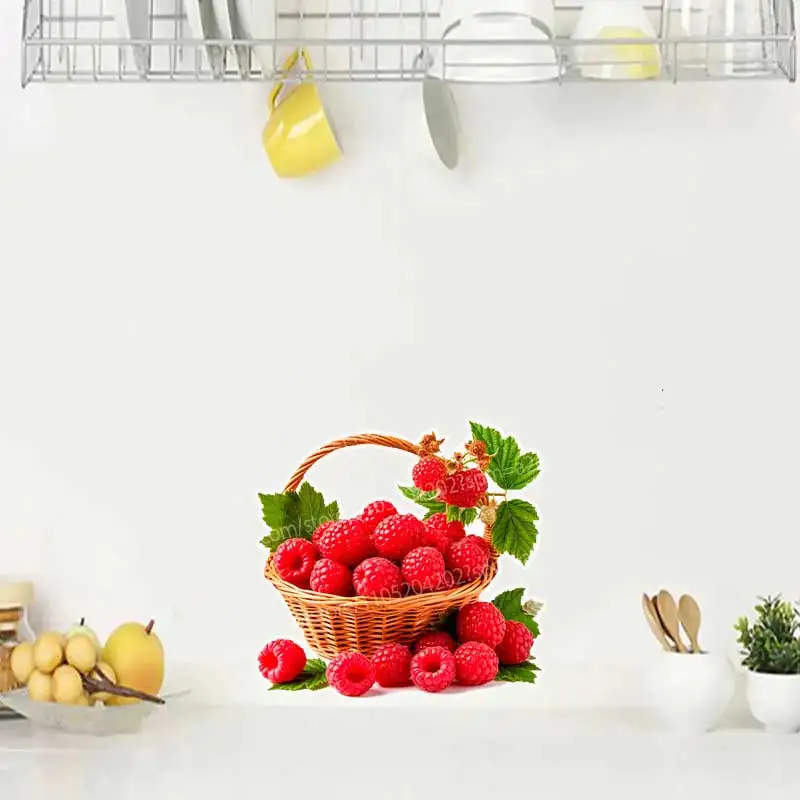 Red raspberry fruit Lanzi wall stickers living room cabinet refrigerator home decoration decal stickers AA564