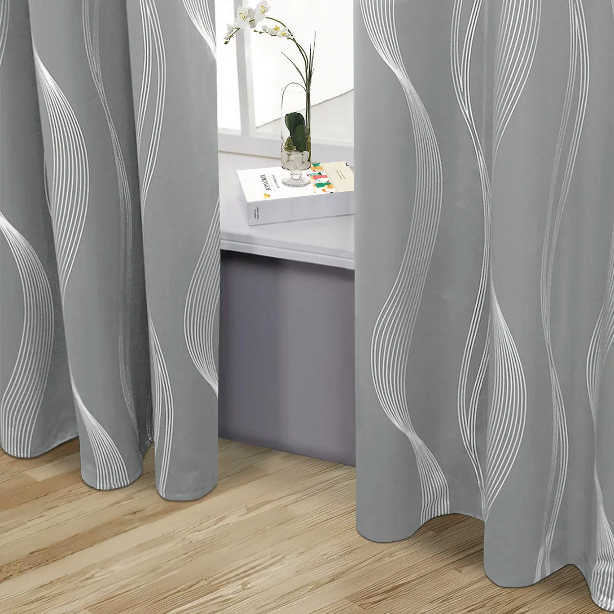 Silver Wave High Precision Sunscreen Curtains for Living Room, Sunscreen Thermal Insulation Blackout Curtains for Home/Hotel
