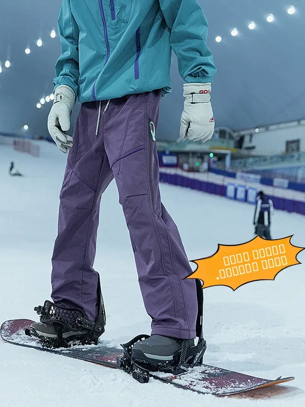 

Thiened Fce Ski Pants Men's Purple Winter Outdoor Mountain Climbing Workwear Trousers Hiking Boots ible Casual Pants