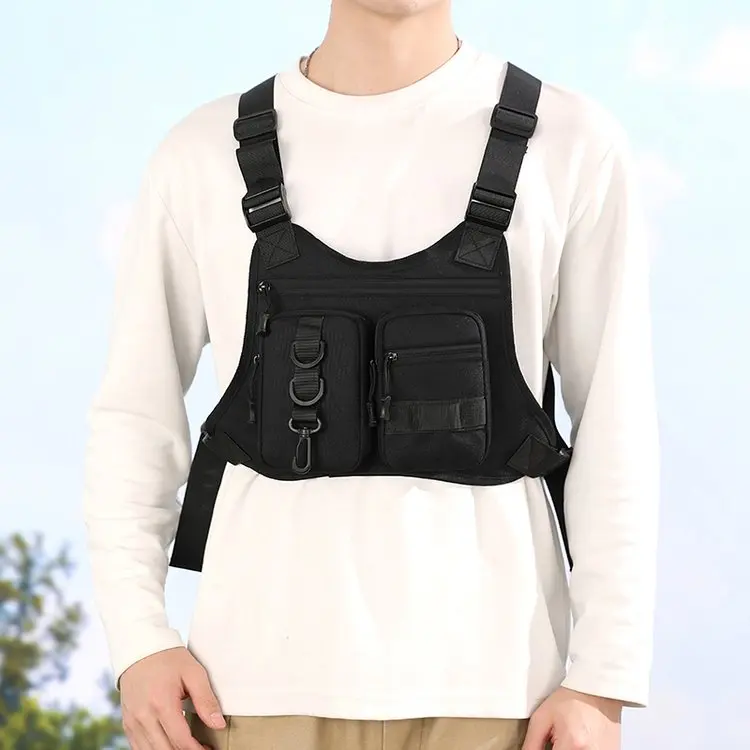 Unisex Running Hiking Travel Chest Bag Vest Sports Exercise Korean Style Double Shoulder Bag Casual Leisure Zipper Closure Ny...