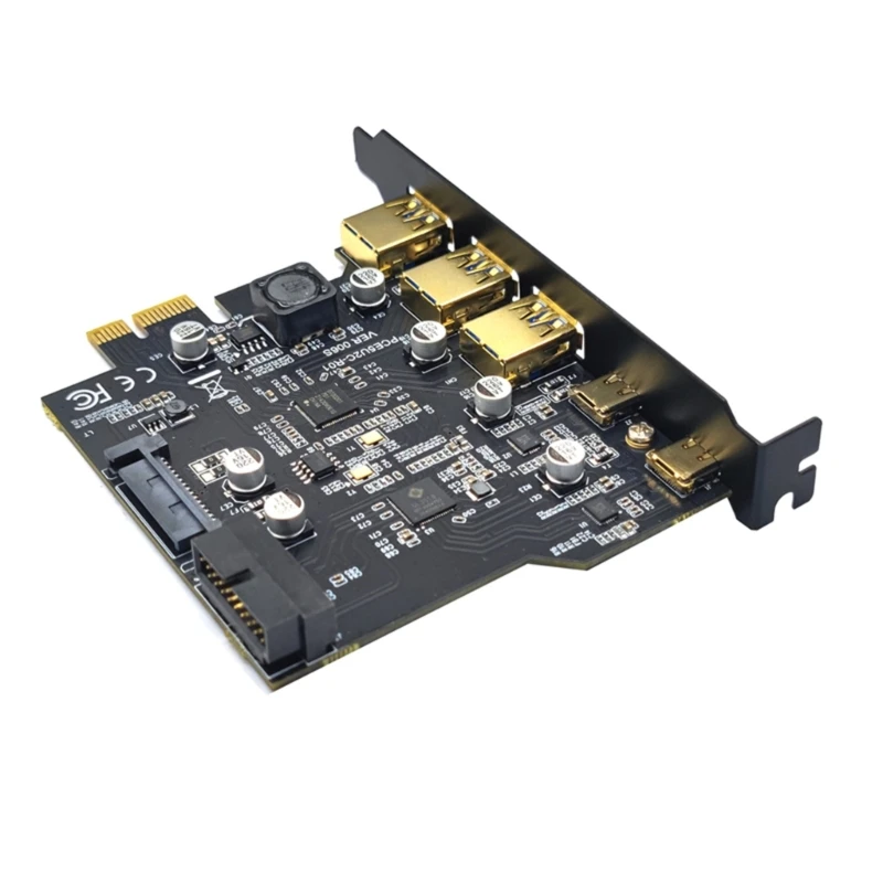 896F Next-Gen Type-C USB 3.2 Gen2 PCI-E Board with 5-Port Hub and Internal Connector - Expand Your PC Capabilities