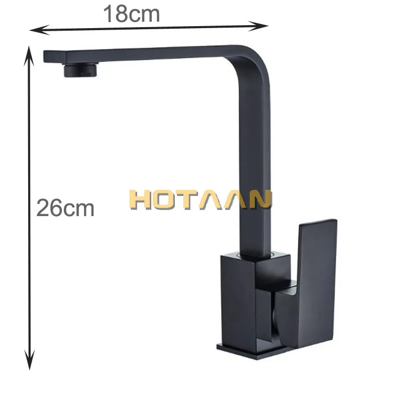 Black Square Kitchen Faucets 360 Degree Rotation Water Faucets Solid Brass oil rubbed bronze Kitchen Sink Tap Water Mixer