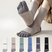 6 pairs men winter simple comfortable mid length socks anti odor toe socks Fashionable versatile five finger socks