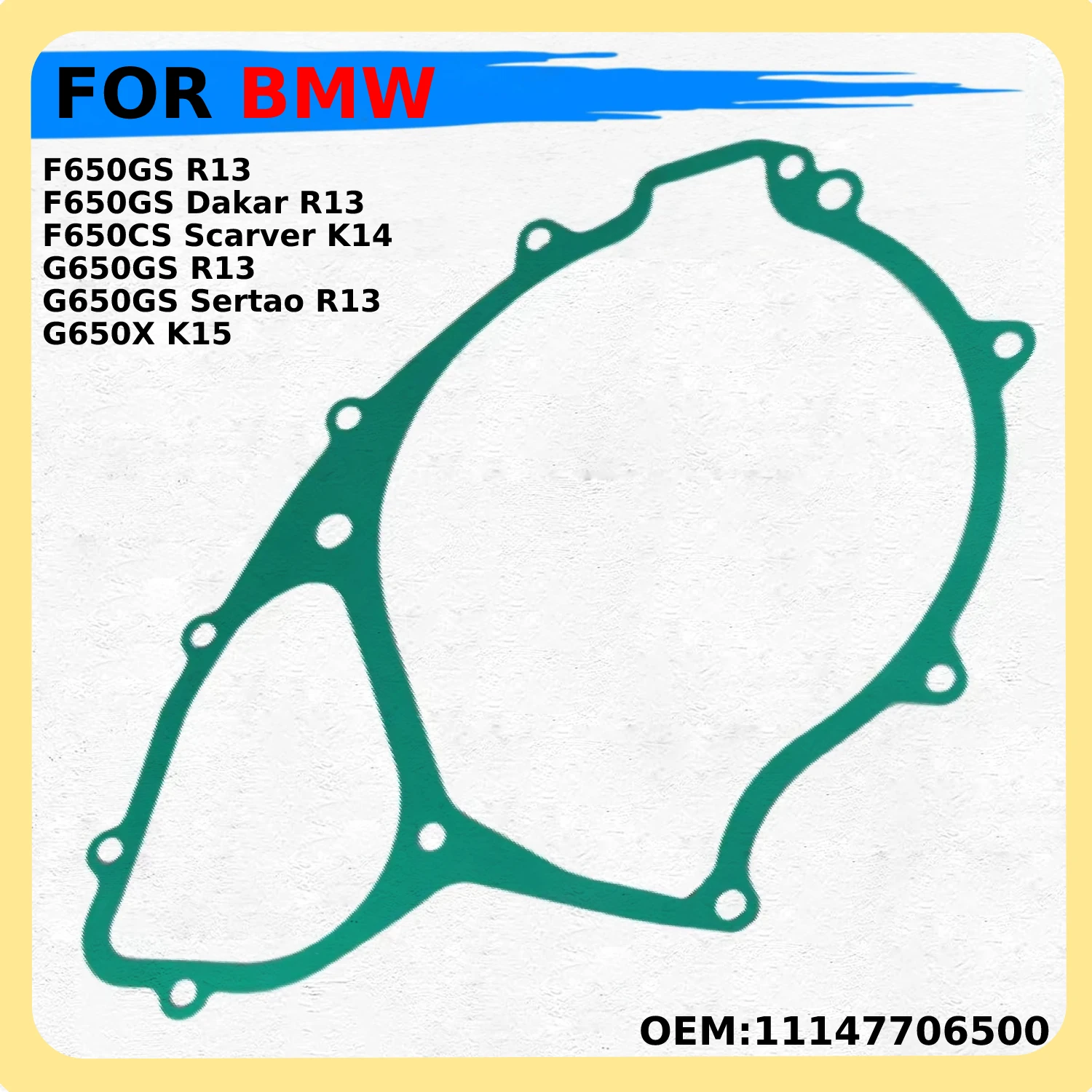 

Motorcycle Crankcase Alternator Clutch Cover Gasket 11147706500 For BMW F650GS Dakar R13 / Sertao R13 / Scarver K14 / G650X K15