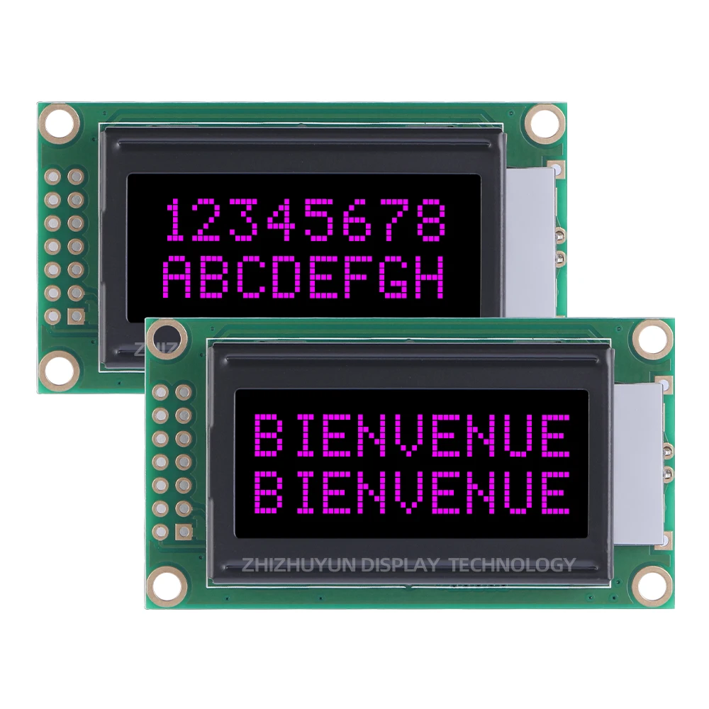 LCD 0802B-2 3.3V EUROPEAN Character Display BTN Black Film Green Text 14PIN Controller ST7066U