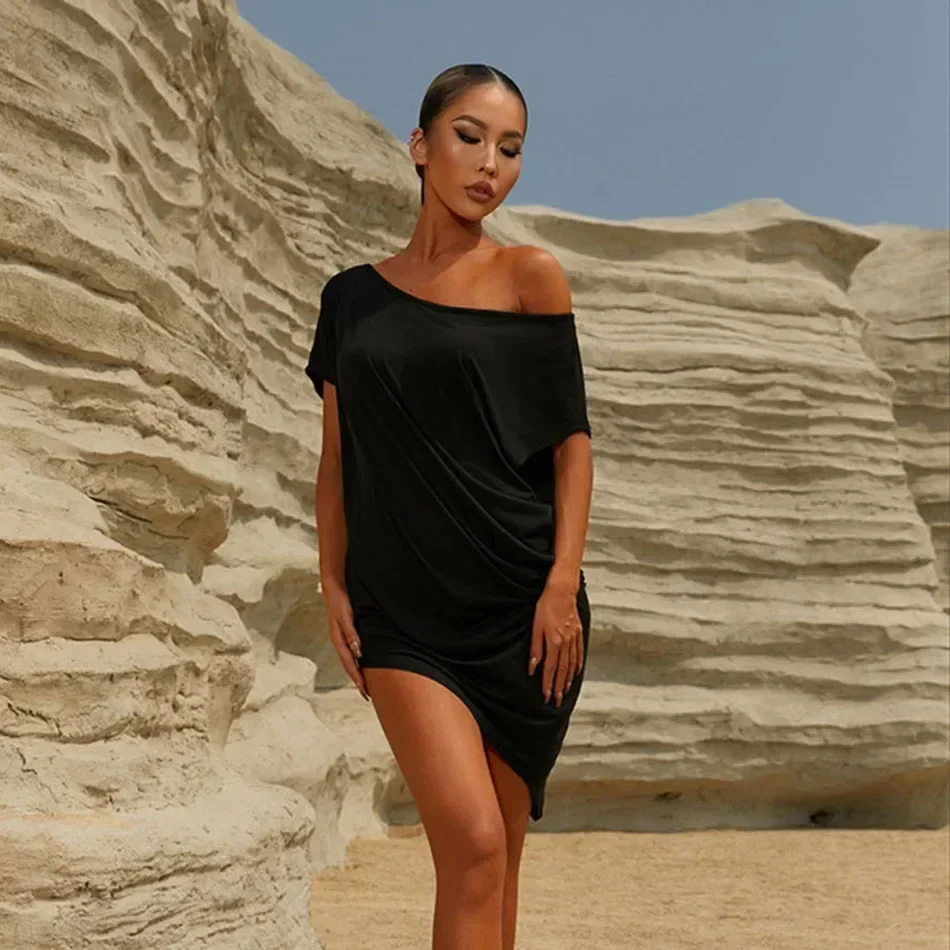 عارية الظهر تصميم فضفاض الإناث فستان رقص اللاتينية المرأة الرقص أداء قاعة الرقص فستان البطن NY60 2318