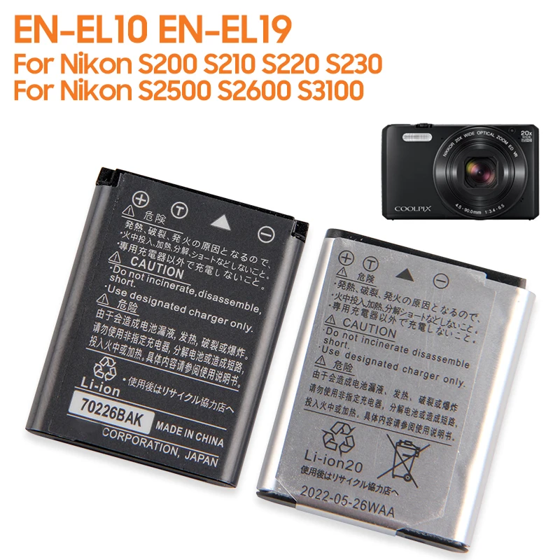 Replacement Battery EN-EL10 EN-EL19 For Nikon D5500 D5600 D3200 D3400 D3500 D5100 D5200 D3300 P7200 P7700 P7800 P7000 P7100