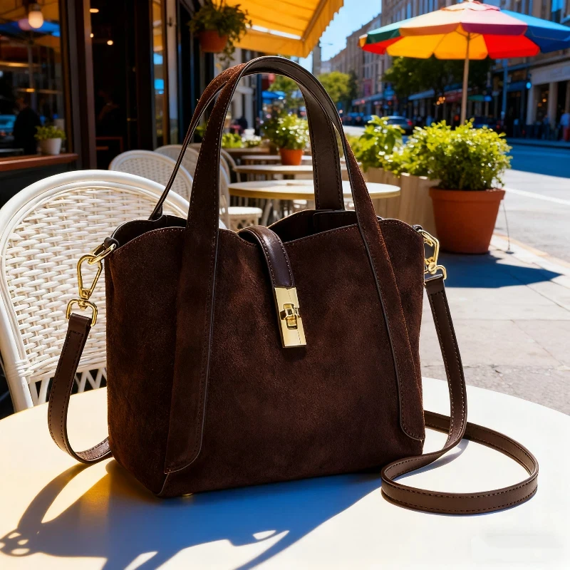 

Luxury Retro Frosted Handbag Fashion Brand Shoulder Bags High Quality Leather Crossbody Bag High-end Commuter Basket Bucket Bags