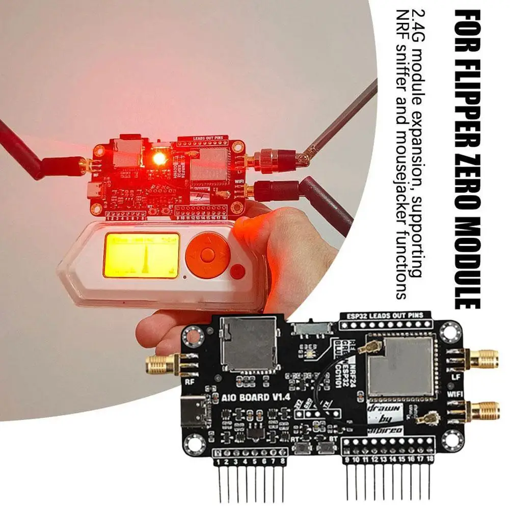 Multifunctional Expansion Board For Flipper Zero WIFI 2.4G High Gain CC1101 Module 40Mhz-6Ghz Broadband Telescopic Antenna