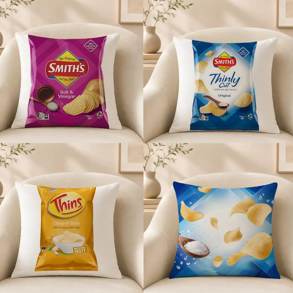 Snack S-Smith's Cushion Cover Short‑plush Cushion Cover,Breathable,Skin‑friendly,Washable,room Sofa Decor Gift