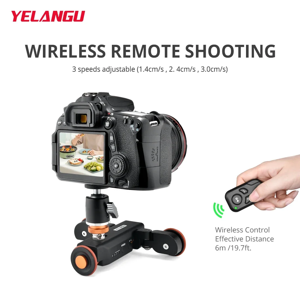 YELANGU L4X Camera Slider Smart Motorized Video Dolly Car Rail Systems Remote Control For DSLR Camera Huawei Xiaomi Iphone Pro