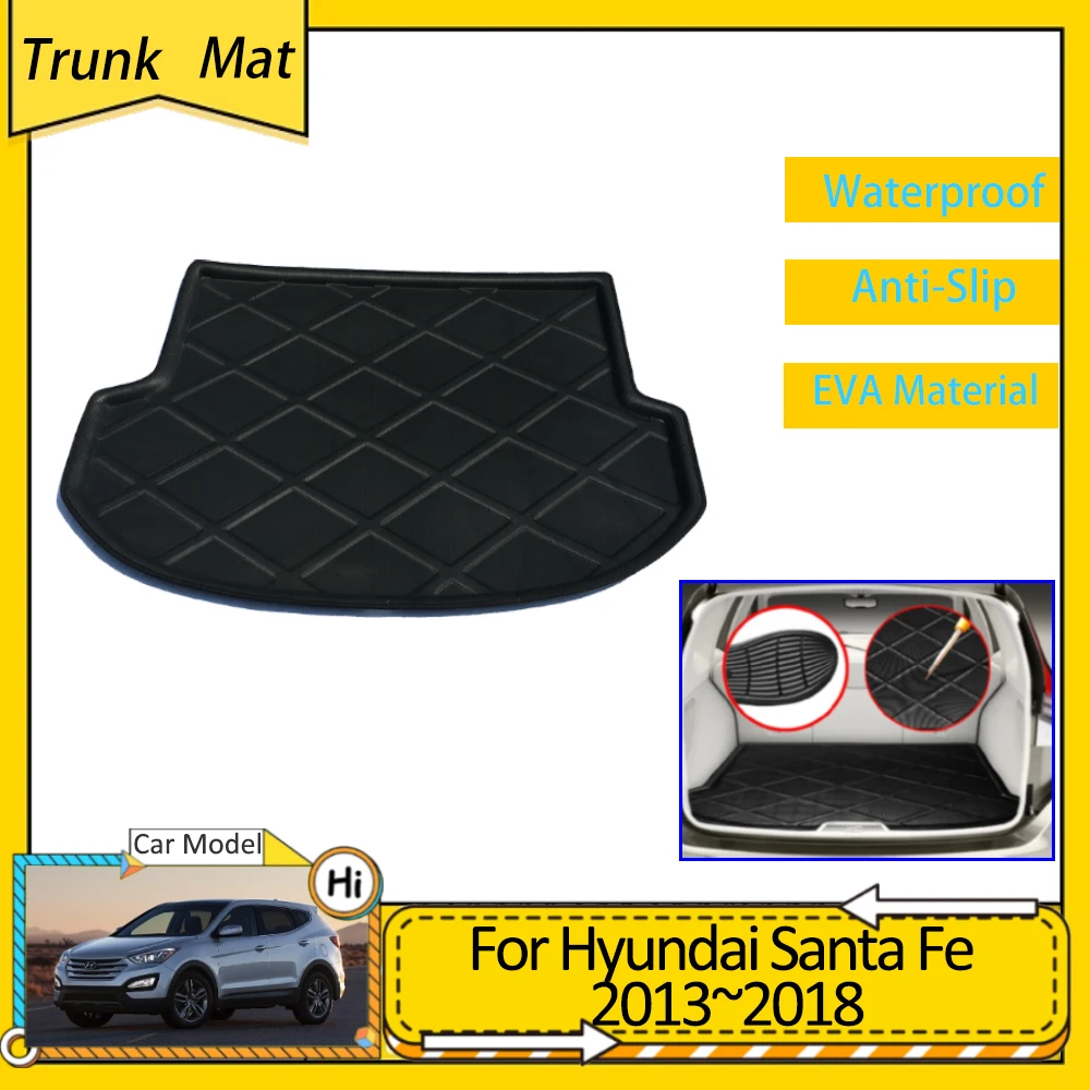 

Car Trunk Mats for Hyundai Santa Fe DM SWB 2013~2018 2016 2017 Accsesories Rear Cargo Boot Floor Protector Waterproof EVA Carpet