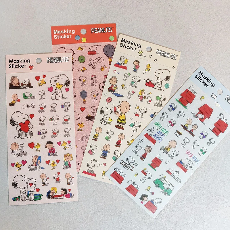 4 stks/partij Kawaii Snoopy Stickers Leuke Scrapbooking DIY Dagboek Decoratieve Afdichting Sticker Album Stok Label School Kantoorbenodigdheden