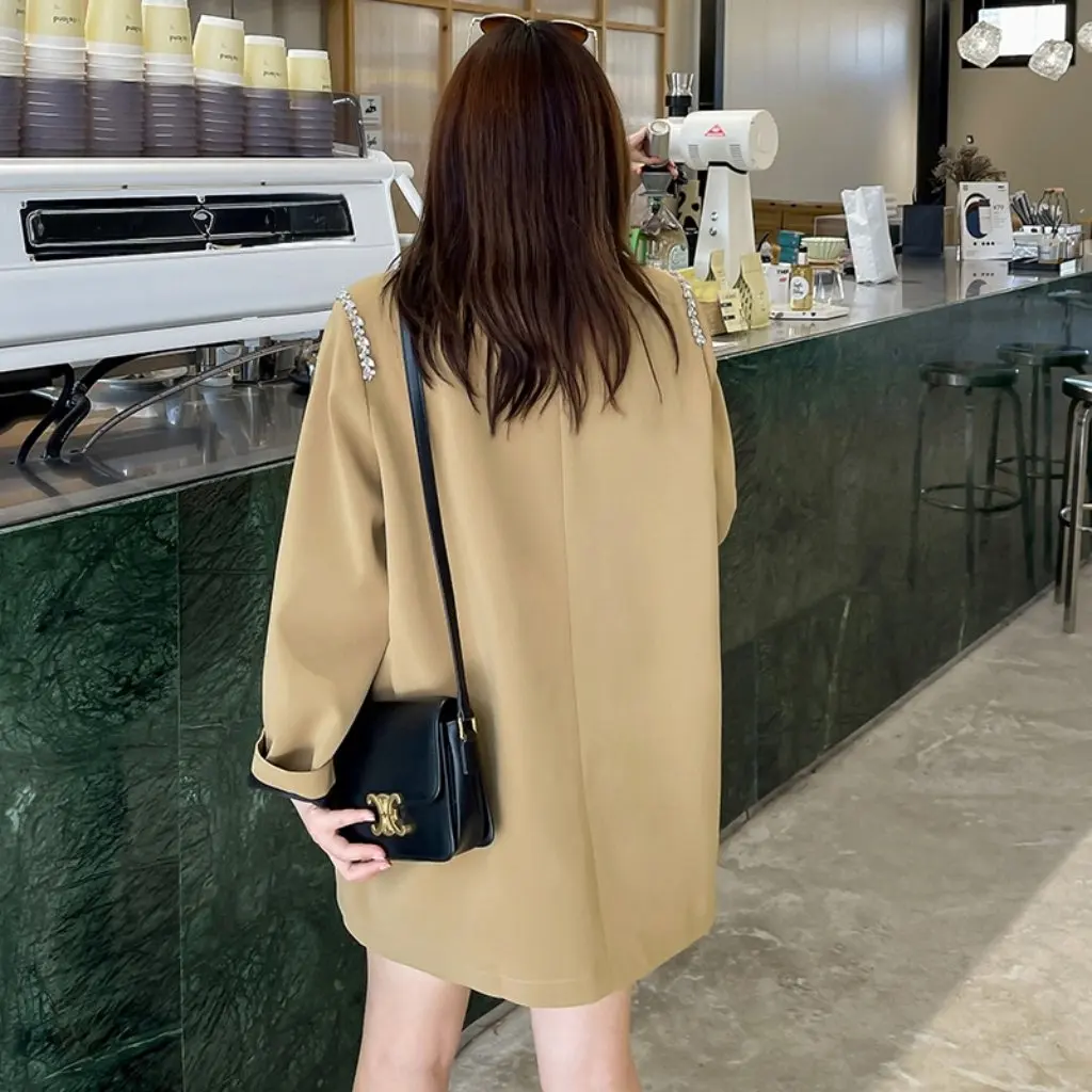 

Женский элегантный пригородный костюм большого размера, облегающий пиджак в корейском стиле для полных девочек, новый весенний элегантный костюм Xuan Chen