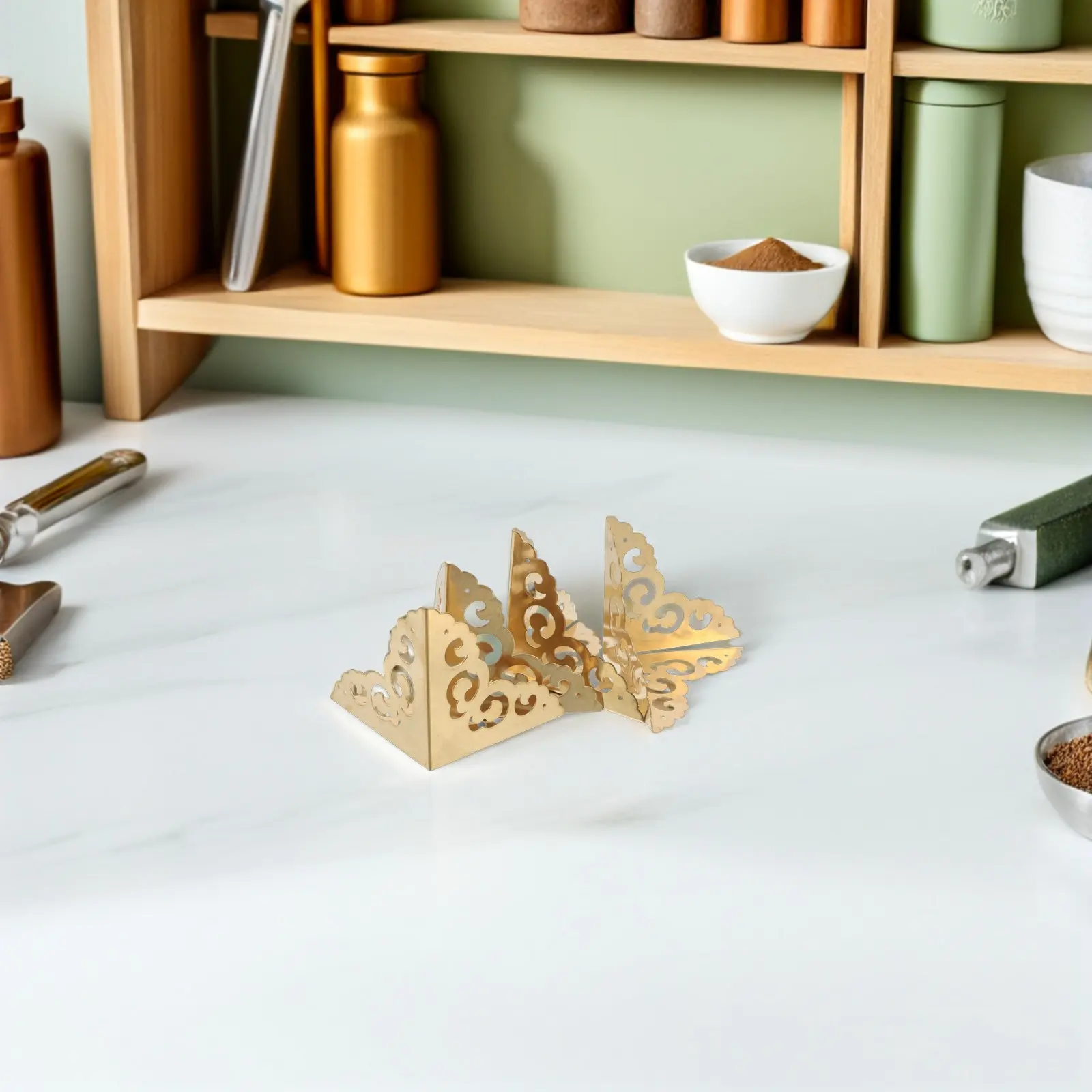 4Pcs Vintage Brass Corner Protectors for Furniture Decorative Triangle Edge Guards Metal Corner Guards Wood Box Table Cabinet
