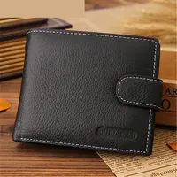 Men Short Wallet Fashion Credit Card Wallet Rfid Blocking Trifold Smart Male Wallets 100% Genuine Leather Slim with Coin Pocket