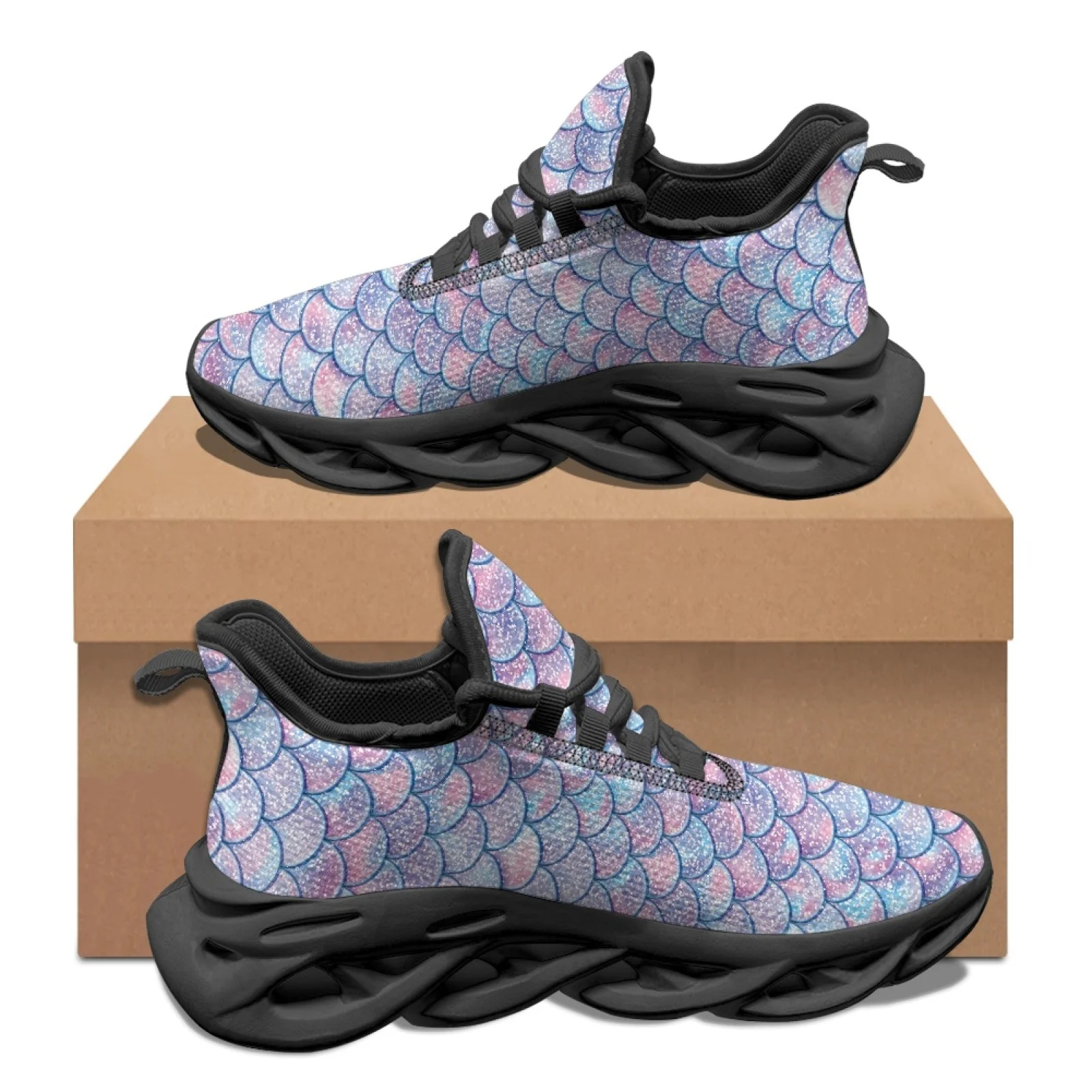 PENSTROLL Glitter Mermaid Scale Men's Sneakers Running Shoes Athletic Shoes for Student Casual Mens Running Shoes