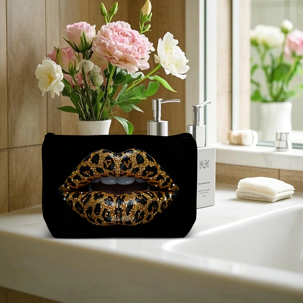 1 Stück kräftige Make-up-Tasche mit Leopardenmuster und Reißverschluss – multifunktionaler Kulturbeutel-Organizer für Reisen, Urlaub und Business – Detail 3