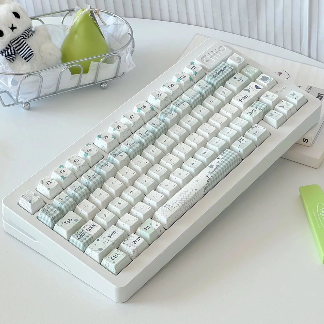 MAIMOOO Keycaps Asakusa Woven Dream PBT DIY Heat Sublimation CHERRY White Small Fresh Personalized Keyboard Keycaps