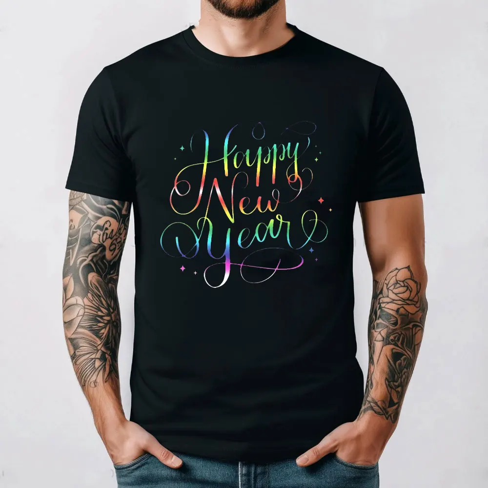

Happy New Year's Eve Party NYE Countdown Firework Camiseta Vintage Classic Fashion Streetwear O-neck Short-sleev Cotton Tees