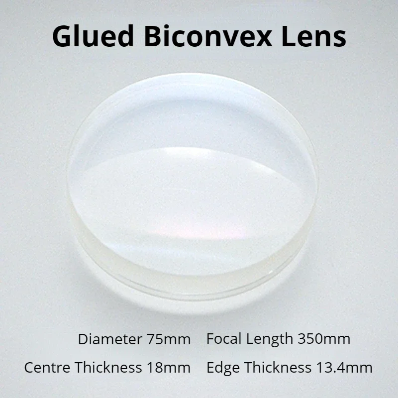 Dia. 75mm Focal 350mm K9 Optical Glass Achromatic Doublet Double Convex Lens DIY Astronomic Telescope Objective Lens Biconvex