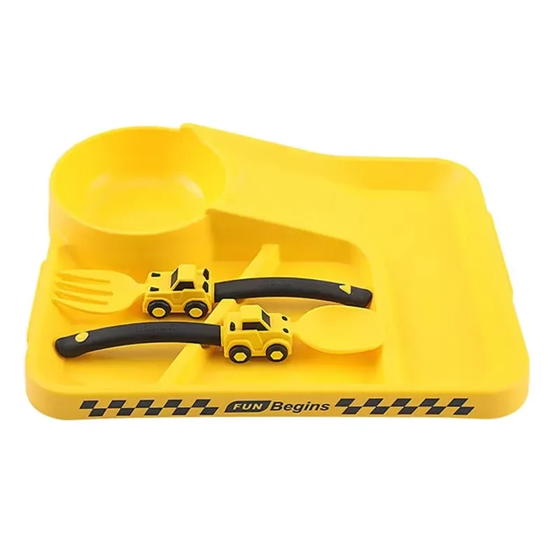 3-Piece set of baby cartoon cutlery, cute design toddler cutlery set, with fork and spoon.