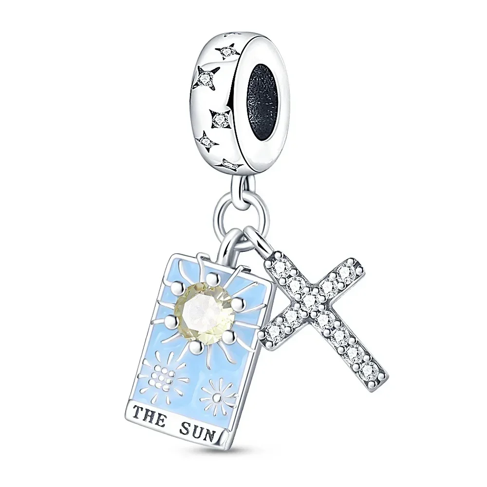 Cross-border bestseller - Copper-plated Silver Tarot Card Two-Piece Pendant Set - New DIY Accessory - Necklace