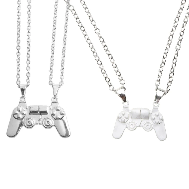 ZB91 2 Pieces/set Friendship Necklace Magnet Hiphop Game Controller Couple Best Friends Matching Necklaces for Him Her