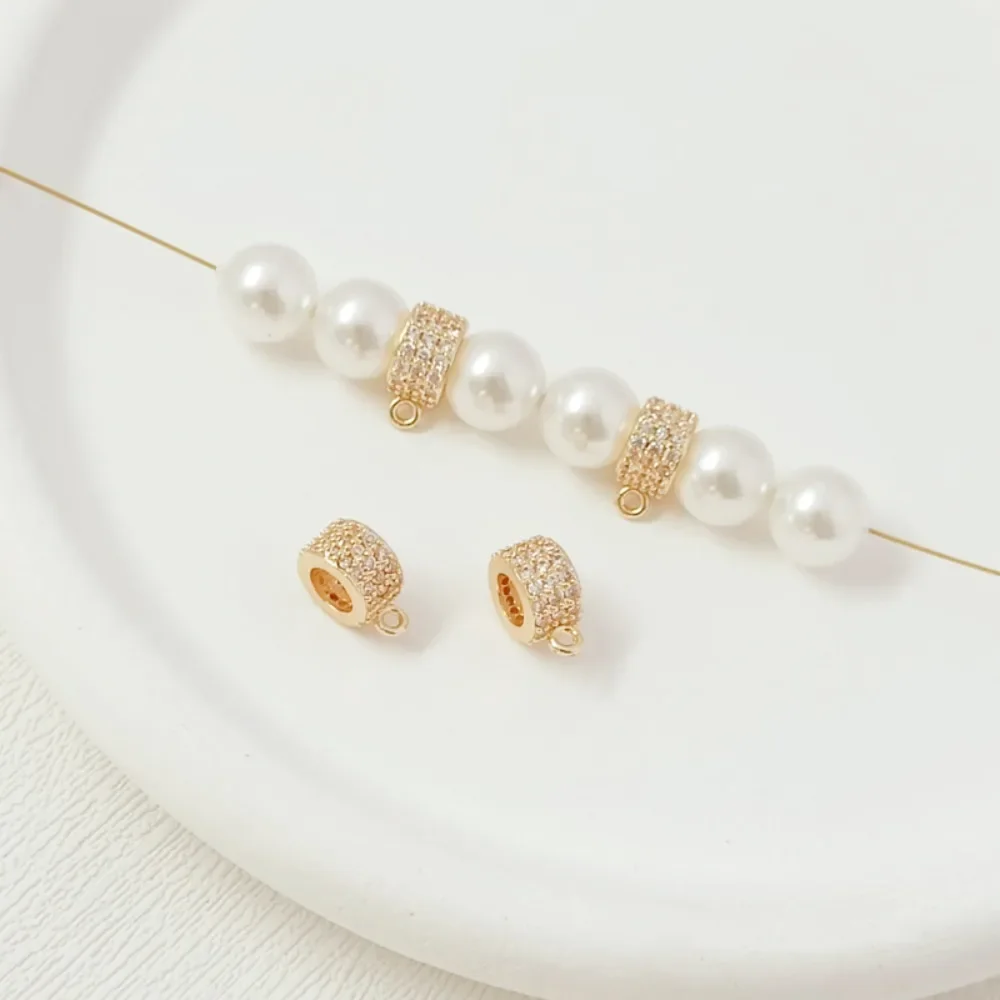 

14K Gold-plated Micro-inlaid Zircon Closed Pendant Ring, Handcrafted DIY Bracelet Necklace Pendant Ring Accessory